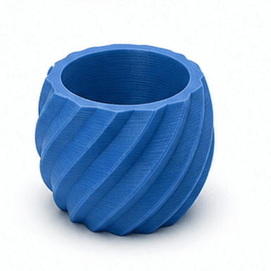 Maceta impresa en 3D azul